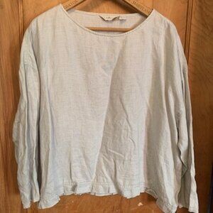 J. Jill Linen Box Top Light Gray M